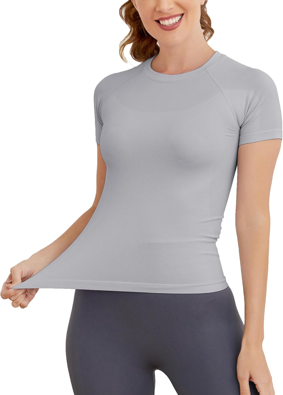 MathCat Short Sleeve Workout Tops for Women, Seamless Women's Compression Shirt, Yoga Running Athletic Shirts Soft Gym Tops - Image 2