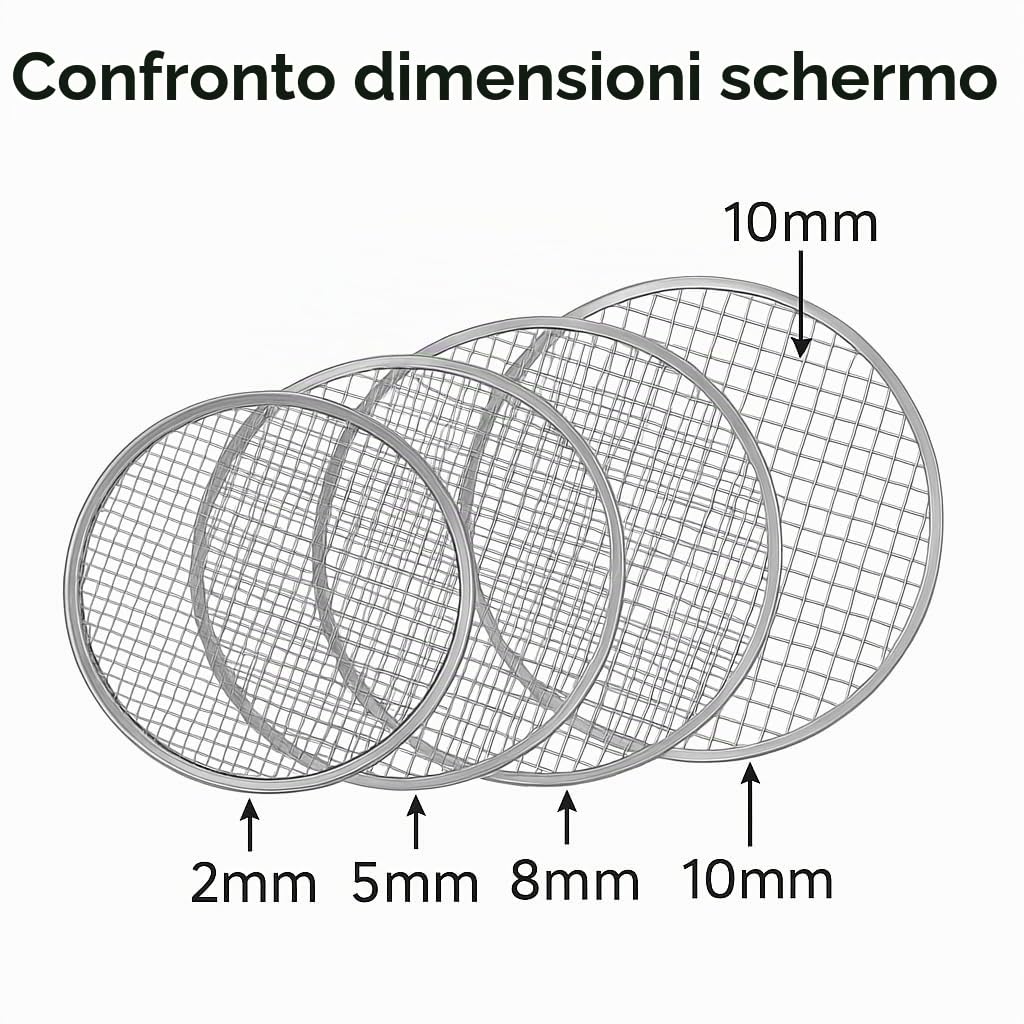 IRSTBL Setaccio da giardino in acciaio inox 304 resistente, con 4 reti intercambiabili (2 mm, 5 mm, 8 mm, 10 mm) per terreno, compost e bonsai, 30 cm
