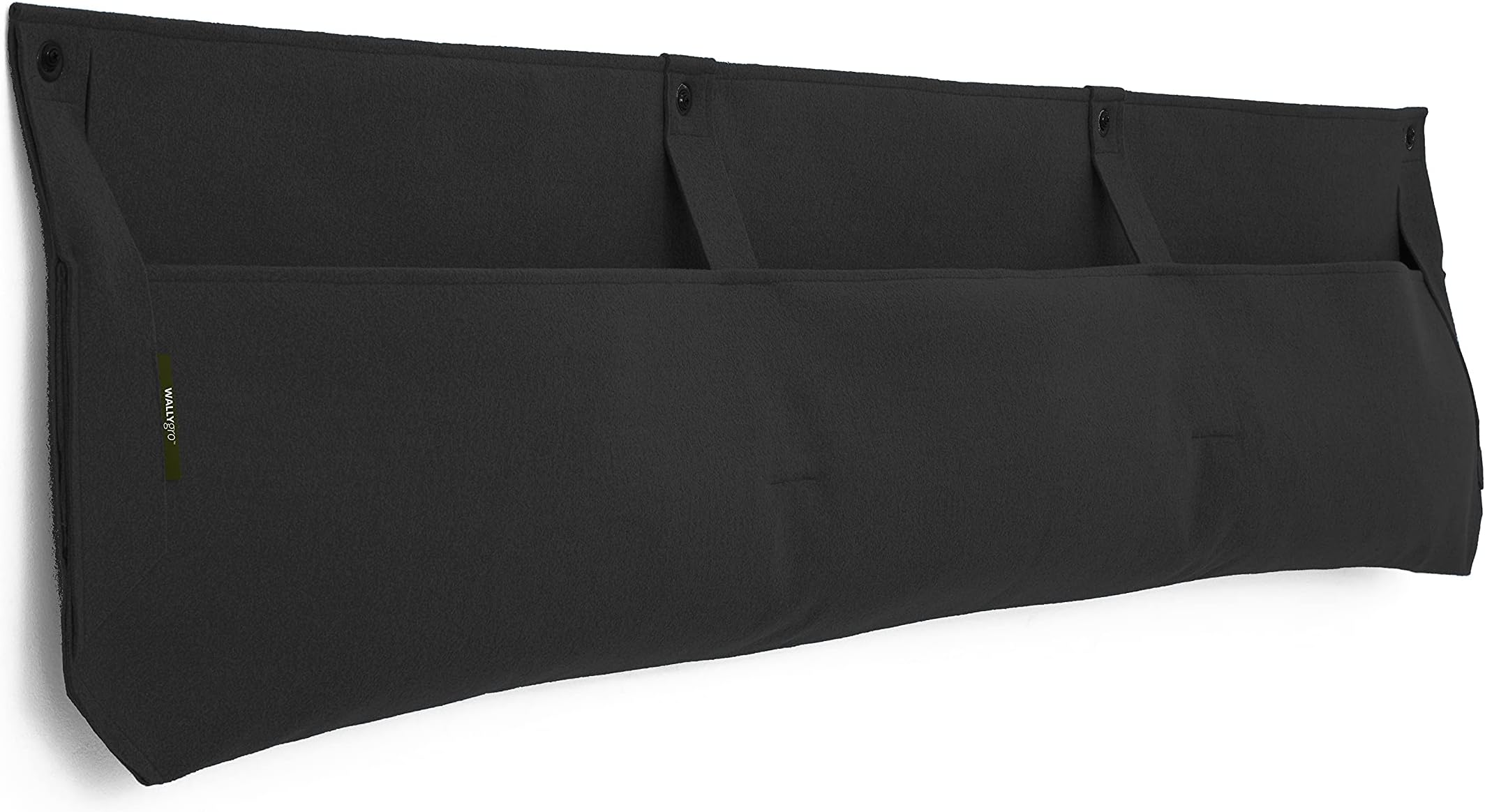 WallyGrow 3-Pocket Living-Wall Pocket Planter with Watering Channel for Indoor or Outdoor Use, Wall-Hanging Planter for Plant Wall (Black)