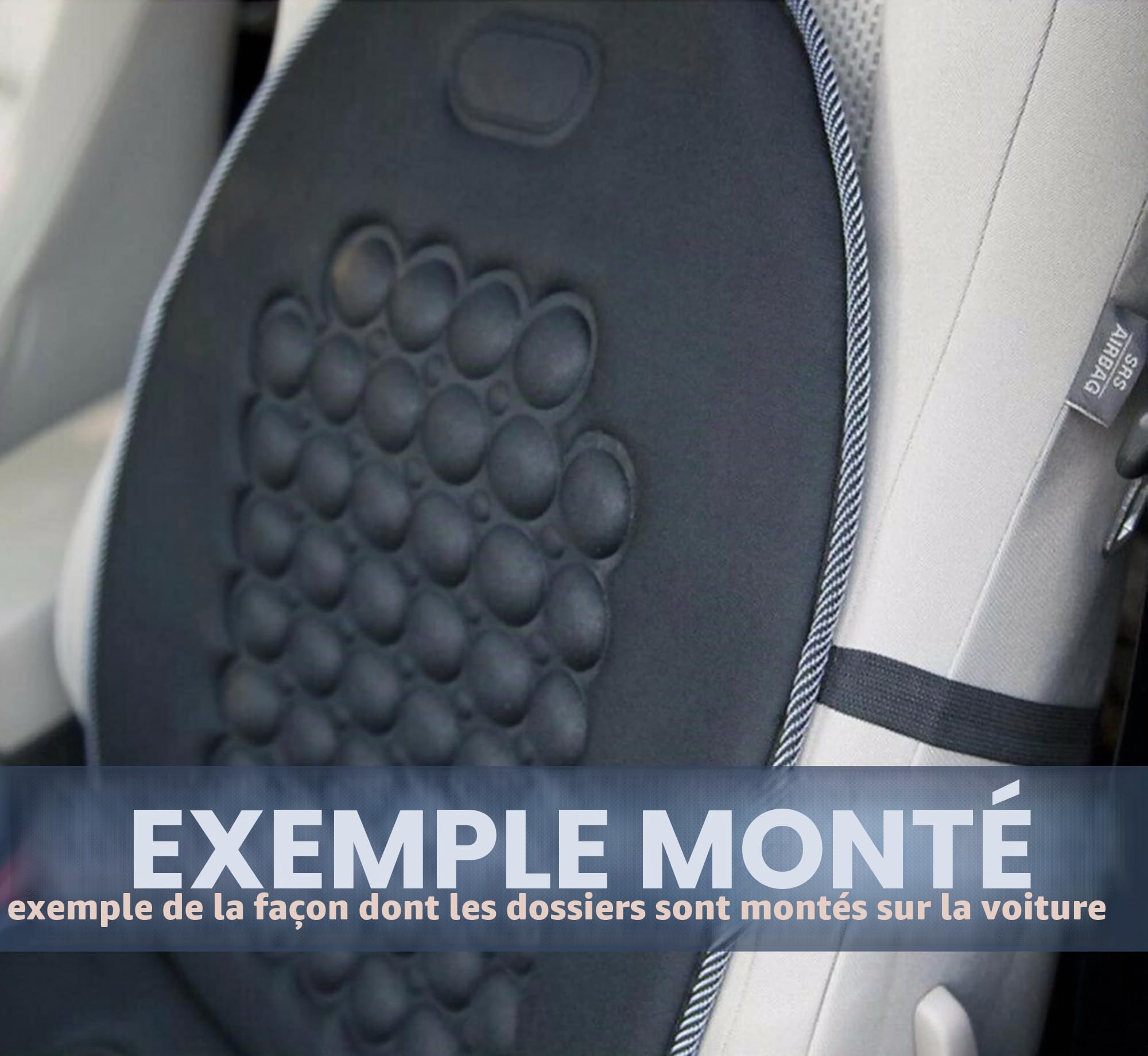 Auto Accessori Lupex Paire de dossiers universels, matériau polyester, ensemble de housses de siège avant, kit de 2 pièces avec 92 balles de massage, pour sièges de voiture, fourgon, autobus, camion