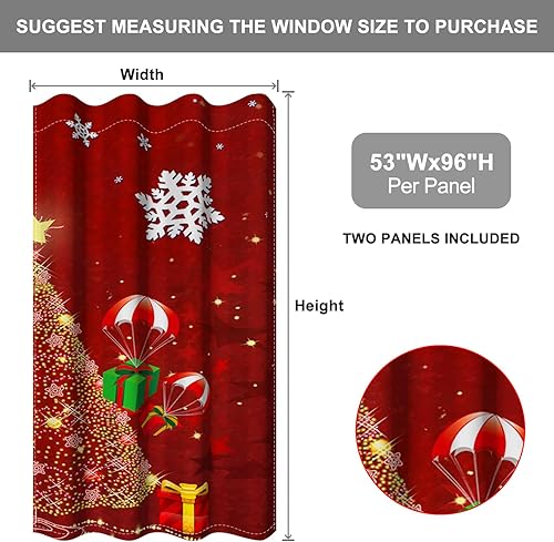 Miniatura 65 de Baocicco Cortinas opacas de Navidad para dormitorio, sala de estar, árbol de Navidad, chimenea, cortinas de ventana con ojales, cortinas familiares