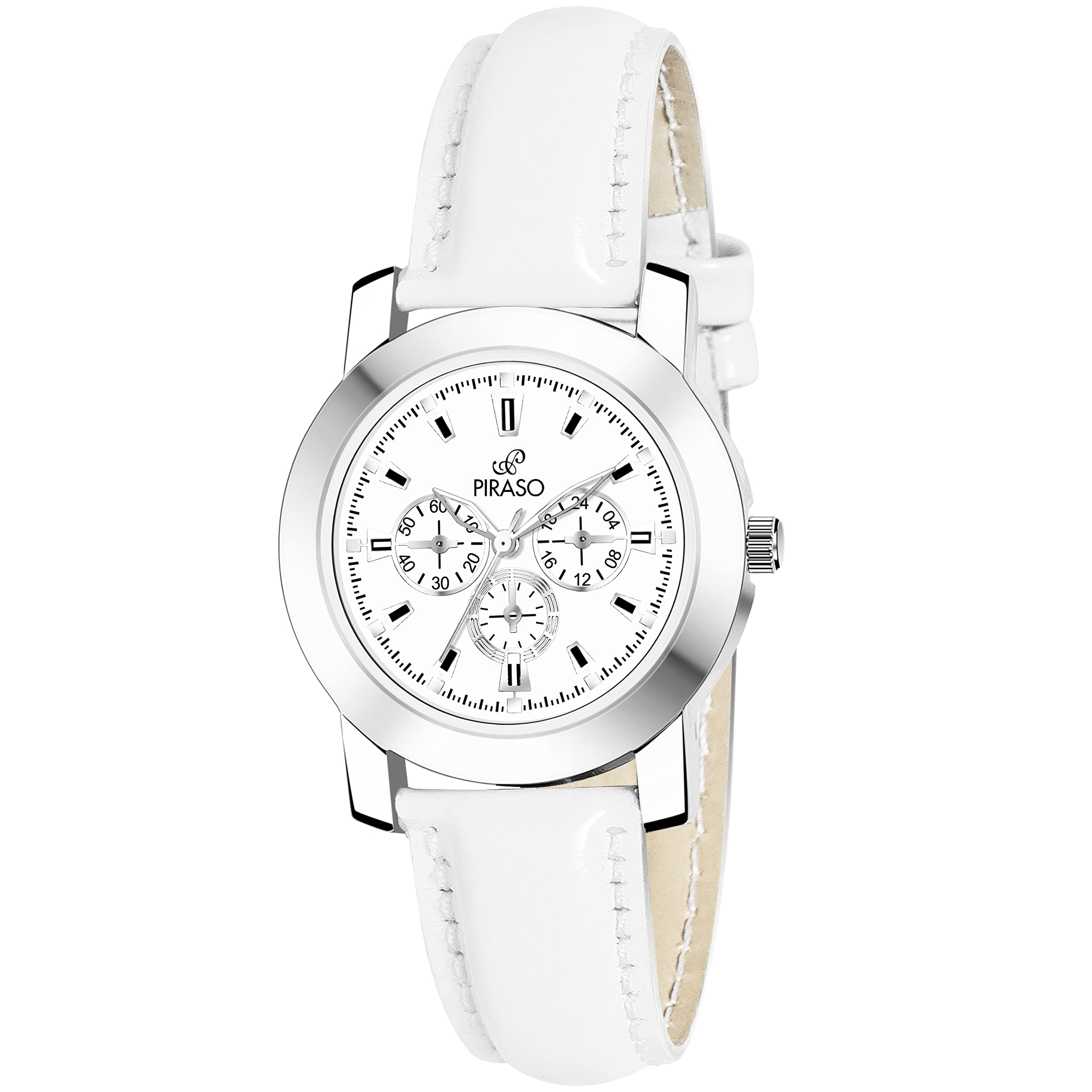 PIRASO Classy Chrono Design Dial with White Color Strap Watch for Women & Girls (B09JZQTVFG) Amazon Price History, Amazon Price Tracker