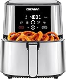 Chefman TurboFry® Touch Air Fryer, XL 8-Qt Family Size, One-Touch Digital Control Presets, French Fries, Chicken, Meat, Fish, Nonstick Dishwasher-Safe Parts, Automatic Shutoff, Stainless Steel 8 Quarts Stainless Steel