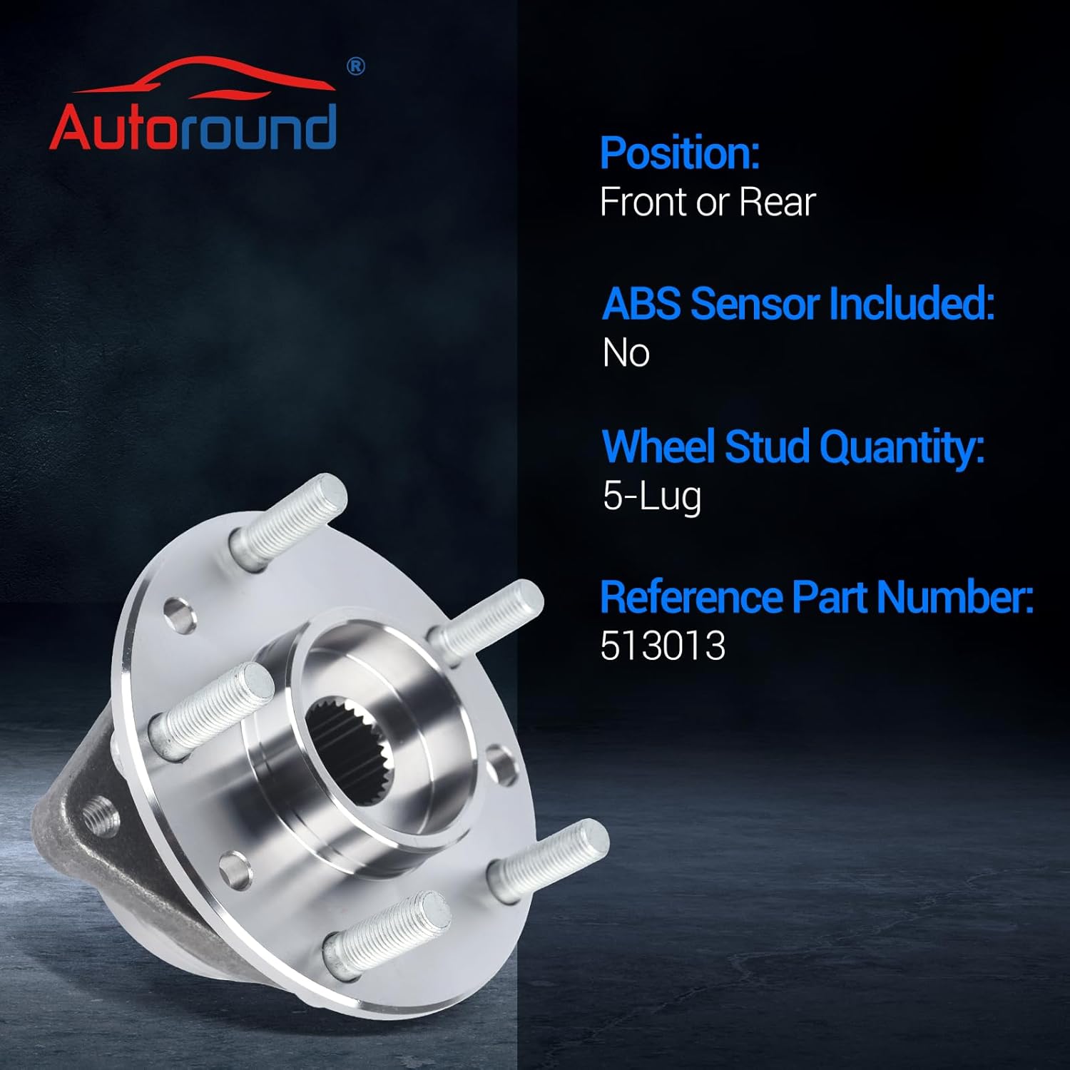 Autoround 513013 Front/Rear Wheel Hub and Bearing Assembly Fit for Chevy S10/GMC S15 1983-90 (4WD), Corvette 84-96, Cadillac Eldorado (Rear)/Seville 80-85, Buick Riviera/Oldsmobile Toronado 1979-85