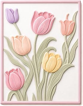 Oruola Tulip 3D Embossing Folder,Clear Flower Texture DIY Art Craft