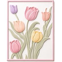 Oruola Tulip 3D Embossing Folder,Clear Flower Texture DIY Art Craft