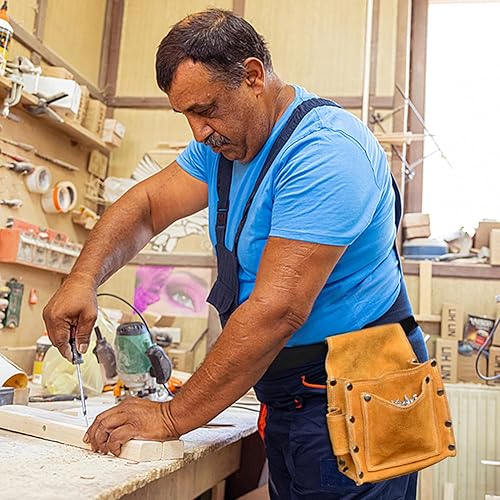 Miniatura 5 de Riñonera profesional para herramientas de uñas, bolsa de herramientas de cuero para electricistas, bolsa de cinturón de herramientas de construcción