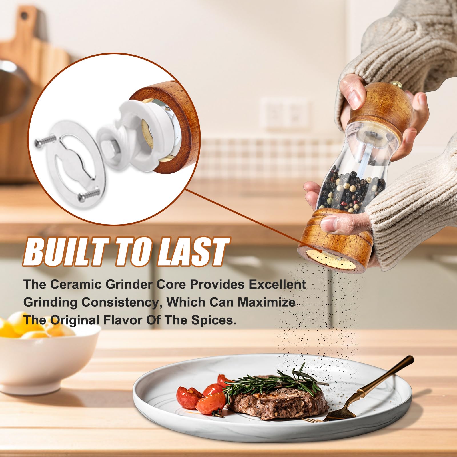 Moulin à Poivre Et Sel Manuel En Bois - Broyeur Céramique