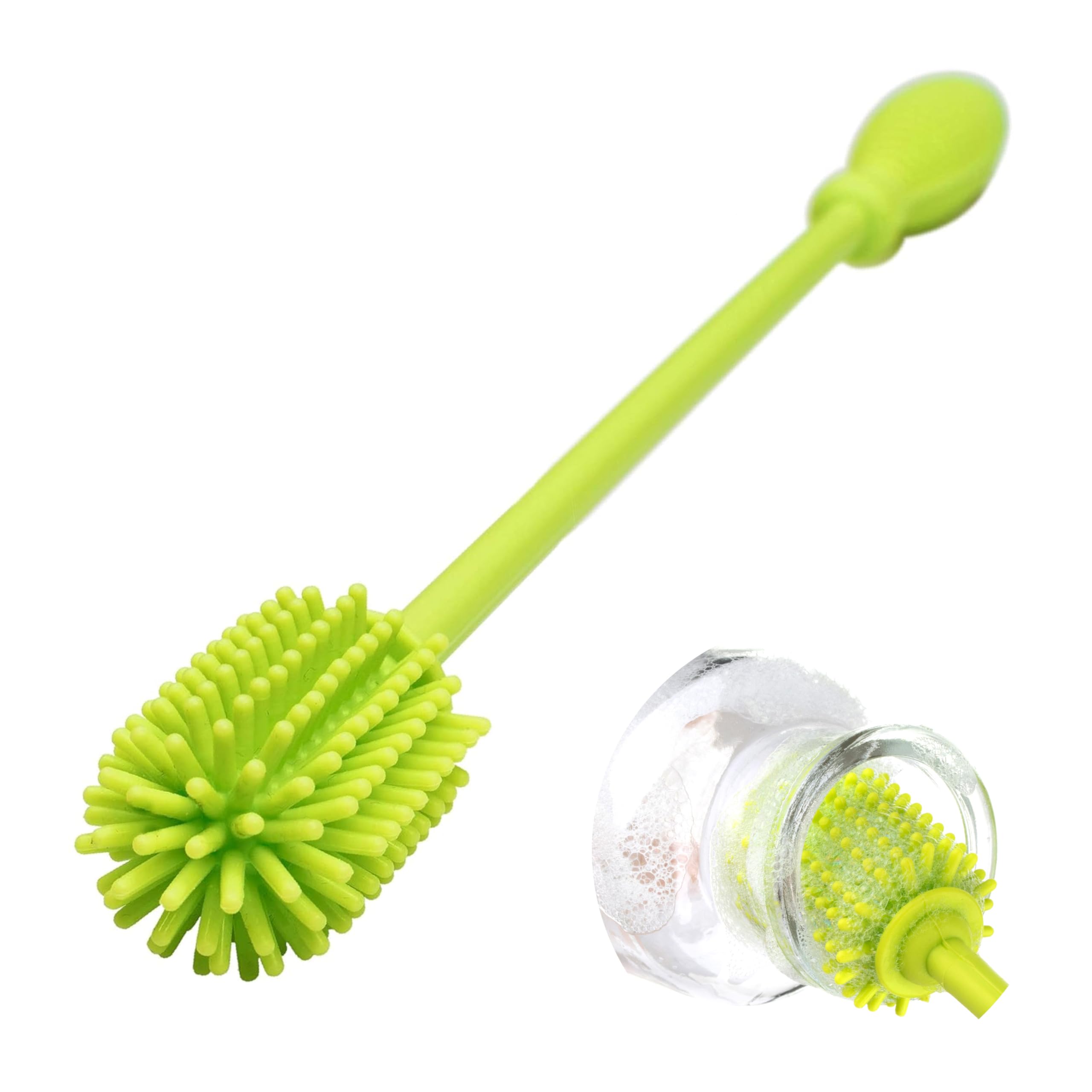 A-Brush Silicone Bottle Cleaner Brush, Flexible, Long Handle - Water Bottle Cleaner, Baby Bottle Nipple Brush for Plastic & Glass, BPA-Free Dish