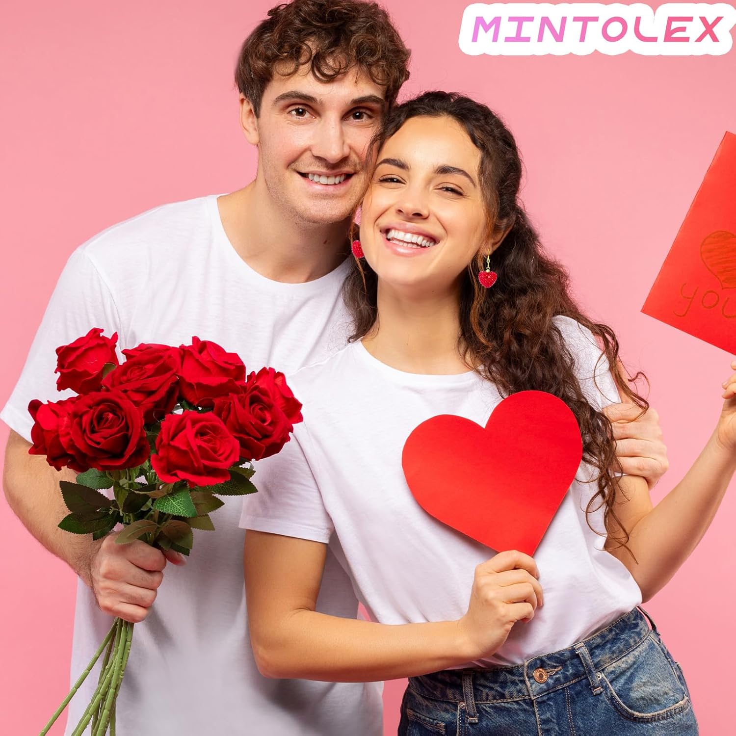 Red Heart Earrings for Women Sparkly Rhinestone Valentines Earrings Love Heart Earring Dangling Valentine Gifts for Her Wife Girlfriend Holiday Outfit Accessories - Image 4