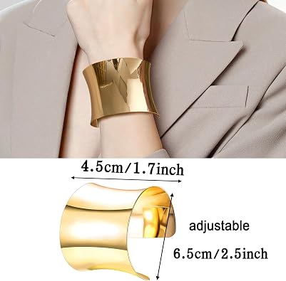 RIOSO 2 Pcs Cuff Bangle Bracelet for Women Open Wide Wire Bracelets Adjustable Wrist Cuff Wrap Bracelet