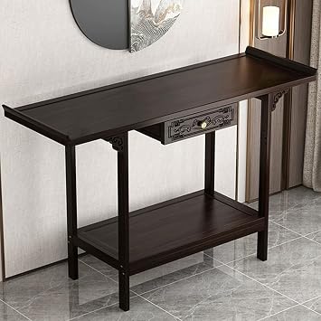 Personal Shrine Altar Table, Meditation Shrine Altar Cabinet Table with Storage Tier, Bamboo Buddha Niche, Offering Tables for Displaying Jars and Books66cm/26in