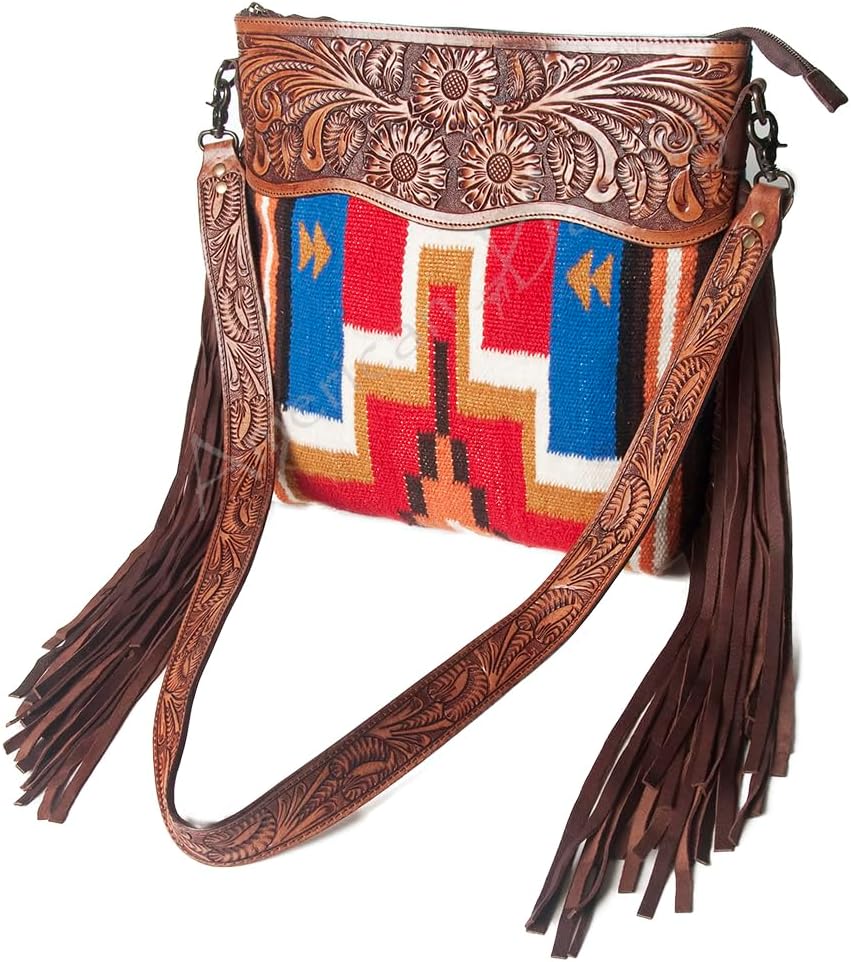 American Darling Signature Crossbody Hand Tooled Saddle Blanket Genuine Leather women bag western handbag purse