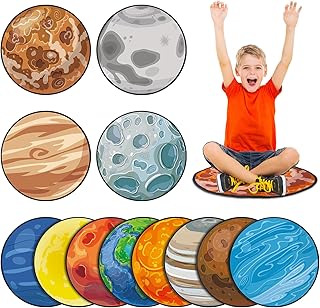 Tinideya 12 Pcs Kids Carpet Circle Seats for Classroom 16 Inch Space Planet Solar System Round Floor Mat Kids Floor Cushions Soft Educational Classroom Rug Non Slip for School Learning Playing Areas