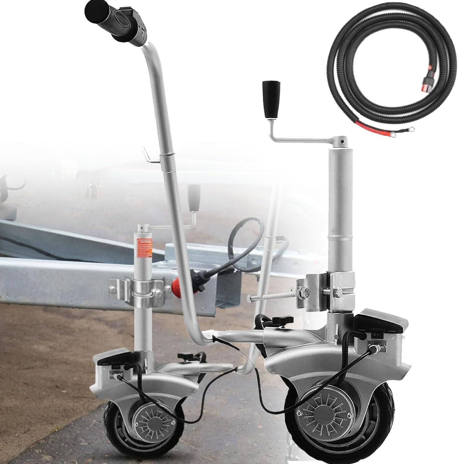 Koło elektryczne 350 W – 12 V z silnikiem do przyczepy kempingowej o nośności 2270 kg, aluminiowy podnośnik przyczepy do łodzi i przyczepy kempingowej, prędkość 5-7 m/min i łatwa instalacja