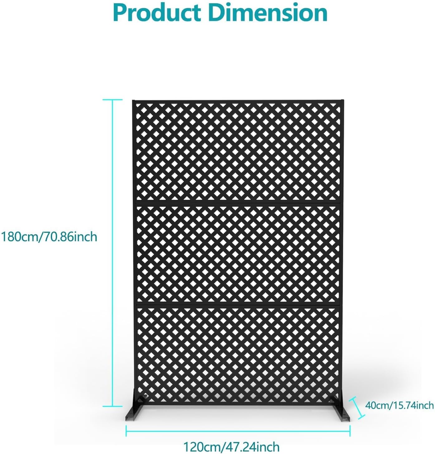 IDEALHOUSE 70" Metal Privacy Screen, Freestanding Decorative Room Divider with Geometric Pattern, Rustproof Outdoor Privacy Fence for Patio Balcony Poolside Indoor, Black