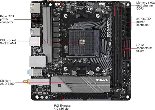 Miniatura 2 de ASRock B550M-ITX/AC Soporta procesadores AMD AM4 Ryzen™ de 3ª generación / futuros procesadores AMD Ryzen™ placa base Mini ITX