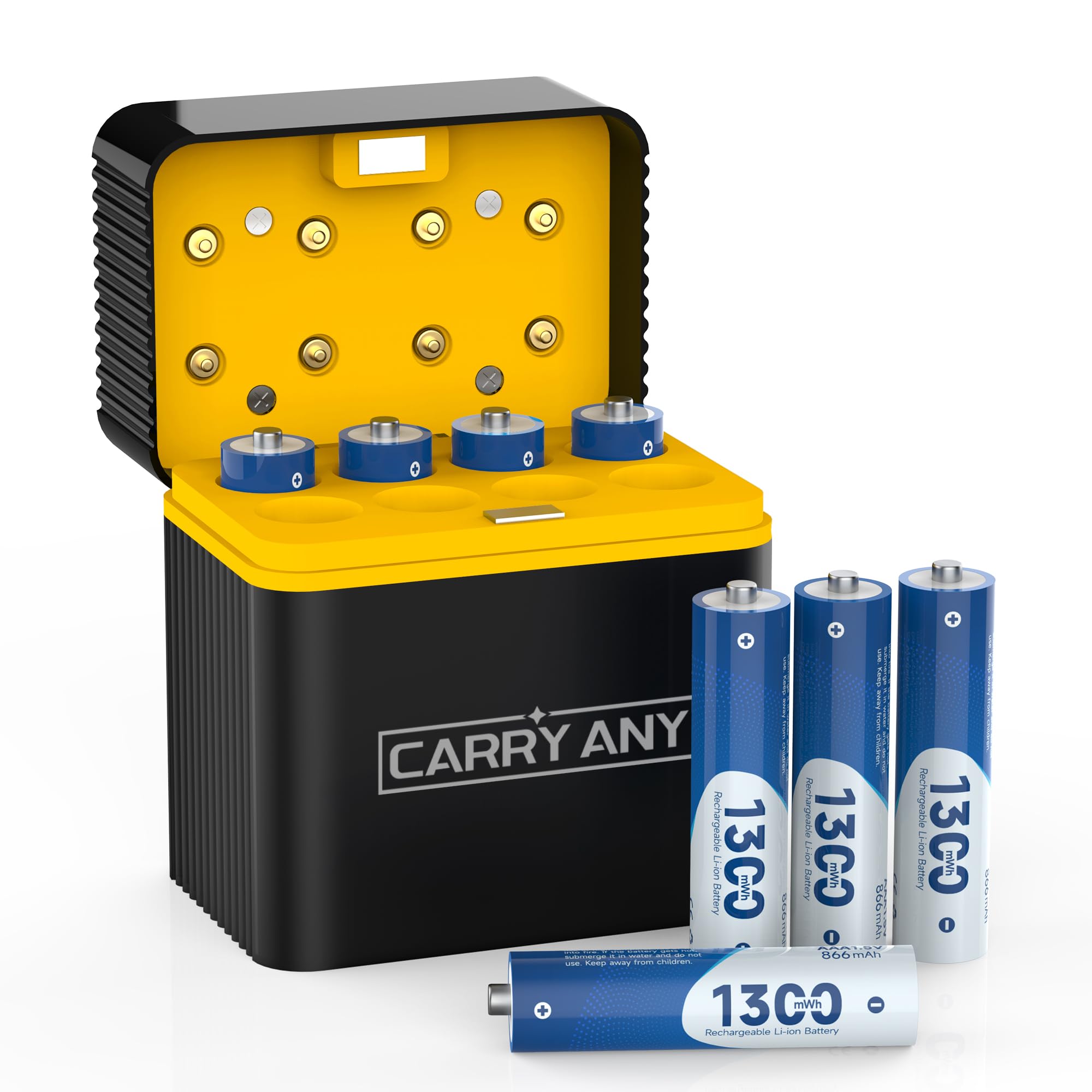 1300mWh 8 Pack Rechargeable Lithium AAA Batteries with Charger