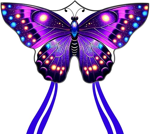 Miniatura 12 de Mint's Colorful Life Cometa de mariposa para niños y adultos, fácil de volar, cometas grandes de una sola línea con mango de cometa de cuerda de 300