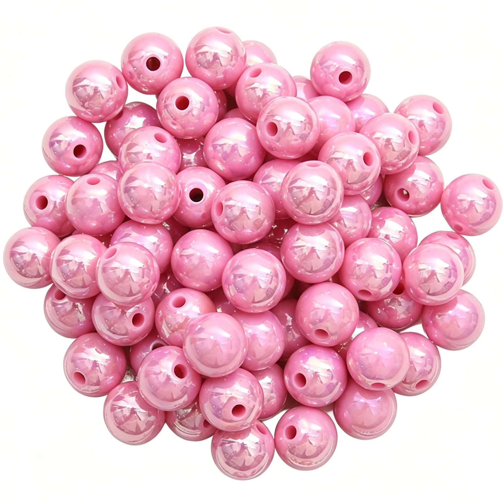 Shensuii 200Pcs Pink Beads, Pearls for Bracelet Making, 8mm Large Acrylic Round Beads with 1.5mm Hole, Loose Pink Pearls, Craft Bead for Necklace Earring DIY Jewerly Making