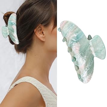 Medium Hair Clips for Women - French Claw & Banana Clips for Thin Hair, Exquisite Hair Barrettes for Styling and Decorations 1Pcs, Green