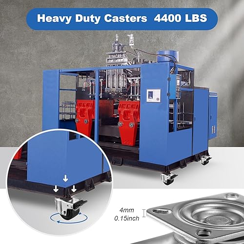 Miniatura 2 de Juego de 4 ruedas de 3 pulgadas, ruedas resistentes de 4400 libras, ruedas industriales con freno, diseño de centro de gravedad bajo, ruedas