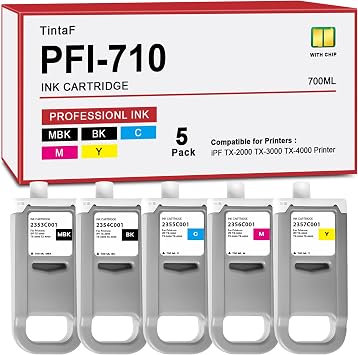PFI710 PFI-710 Ink Cartridges for TX-2000 TX-3000 TX-4000 Printer 5-Pack