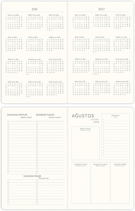 Matt Notebook 2026-2027 A5 Keten Akademik Ajanda 15x21 cm - 17 Aylık Bordo