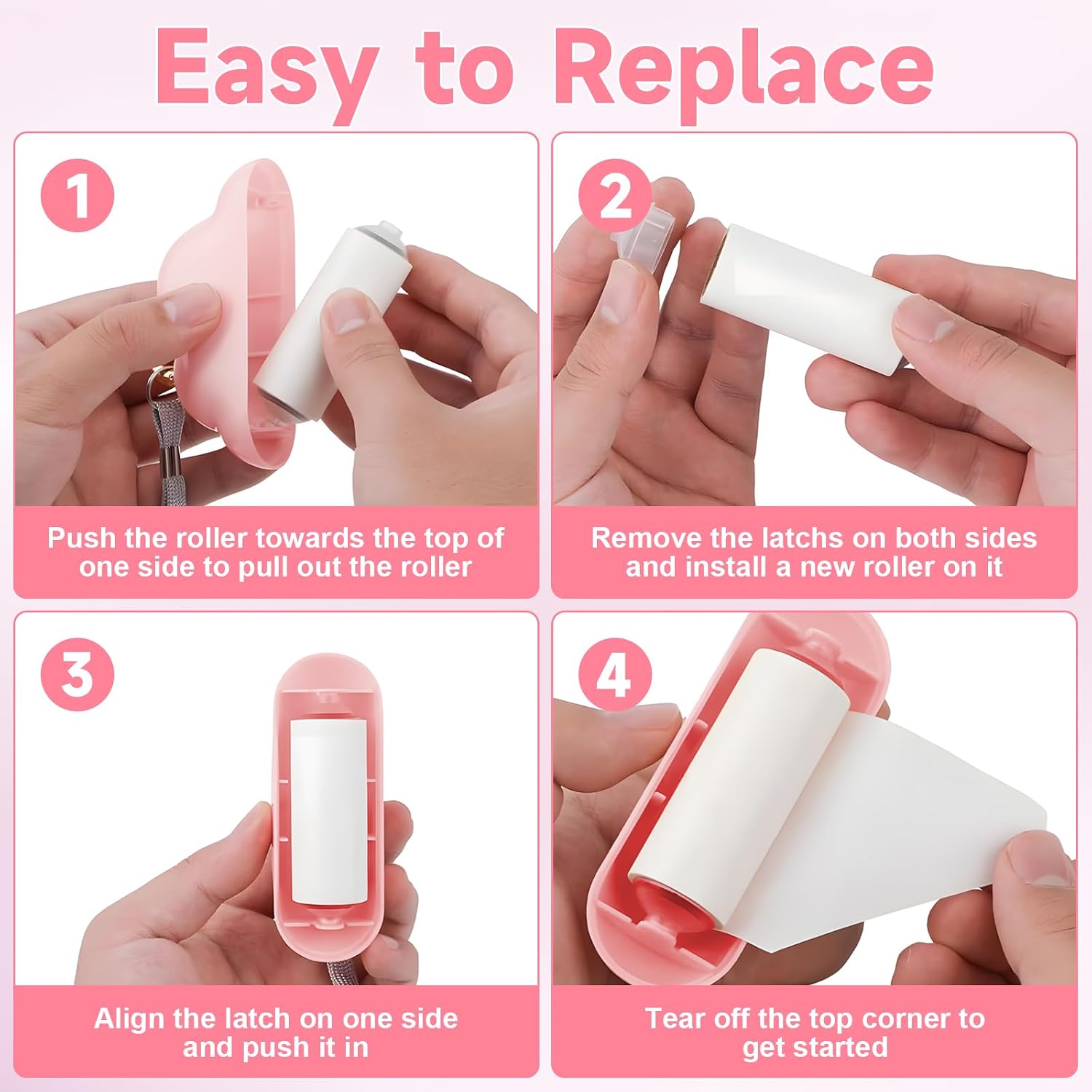 Mini Reusable Lint Roller, Travel Lint Roller with 1 Washable Reusable Cores and 150 Sheets of Disposable Sticky Paper, Lint Brush for Removing Clothes Hairballs, Pet Hair (Pink)