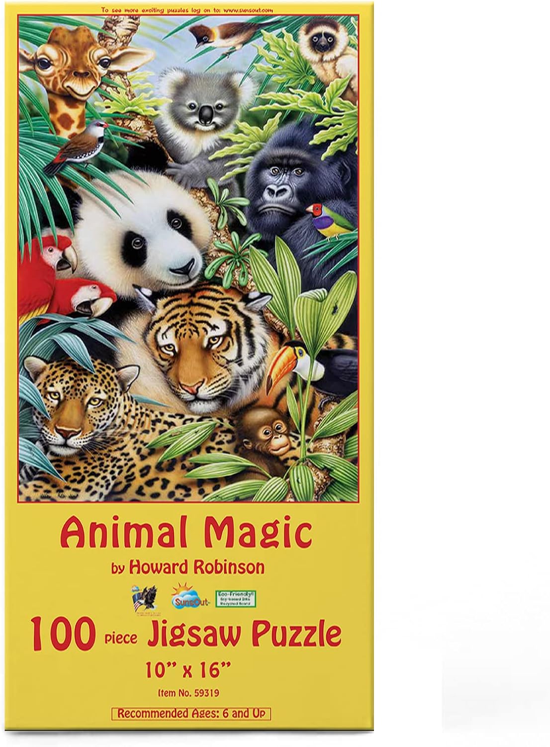 SUNSOUT INC - Animal Magic - 100 pc Jigsaw Puzzle by Artist: Howard Robinson - Finished Size 10" x 16" - MPN# 59319