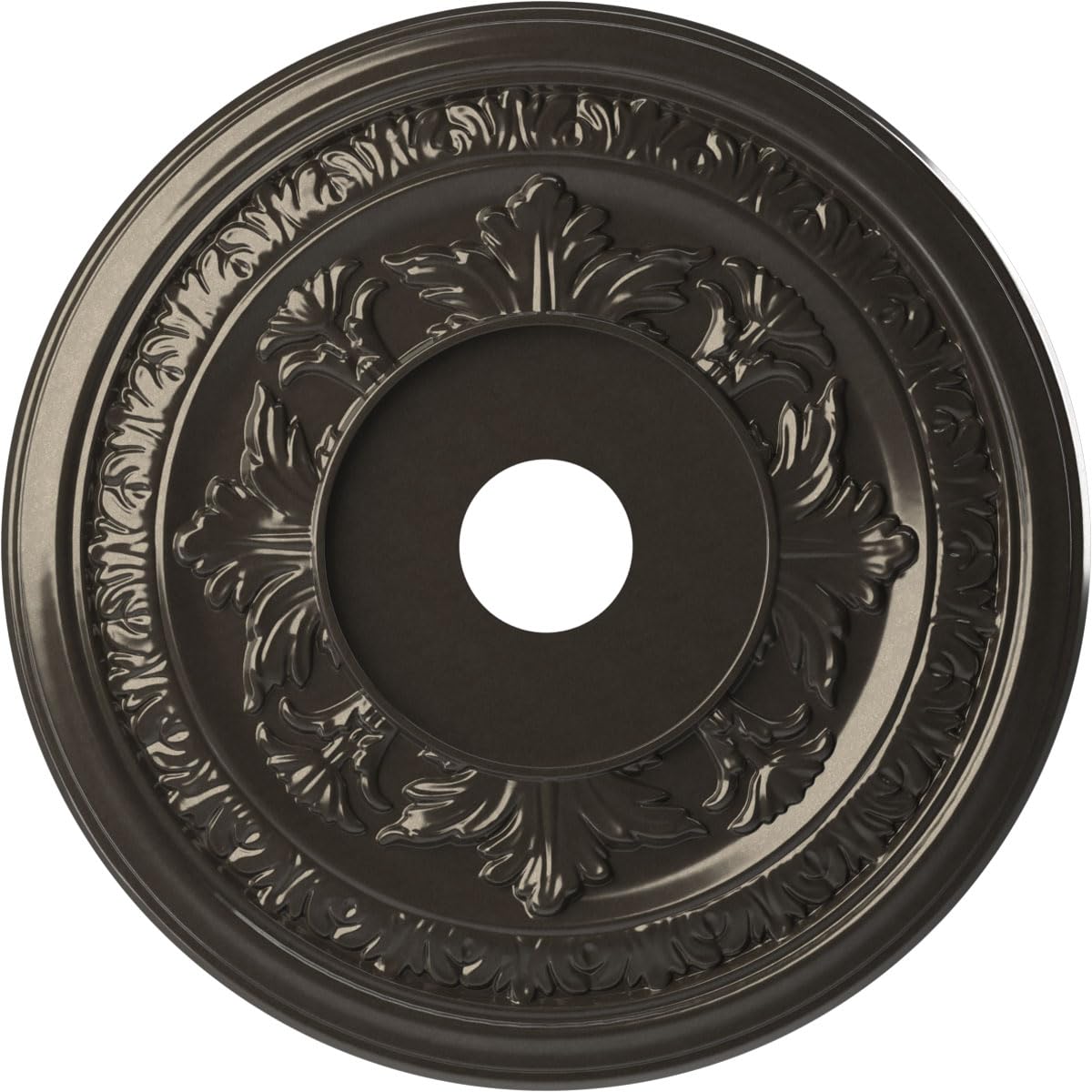 Ekena Millwork CMP22BACCH Baltimore Thermoformed PVC Ceiling Medallion (Fits Canopies up to 7 3/4"), 22"OD x 3 1/2"ID x 1"P, Metallic Charcoal