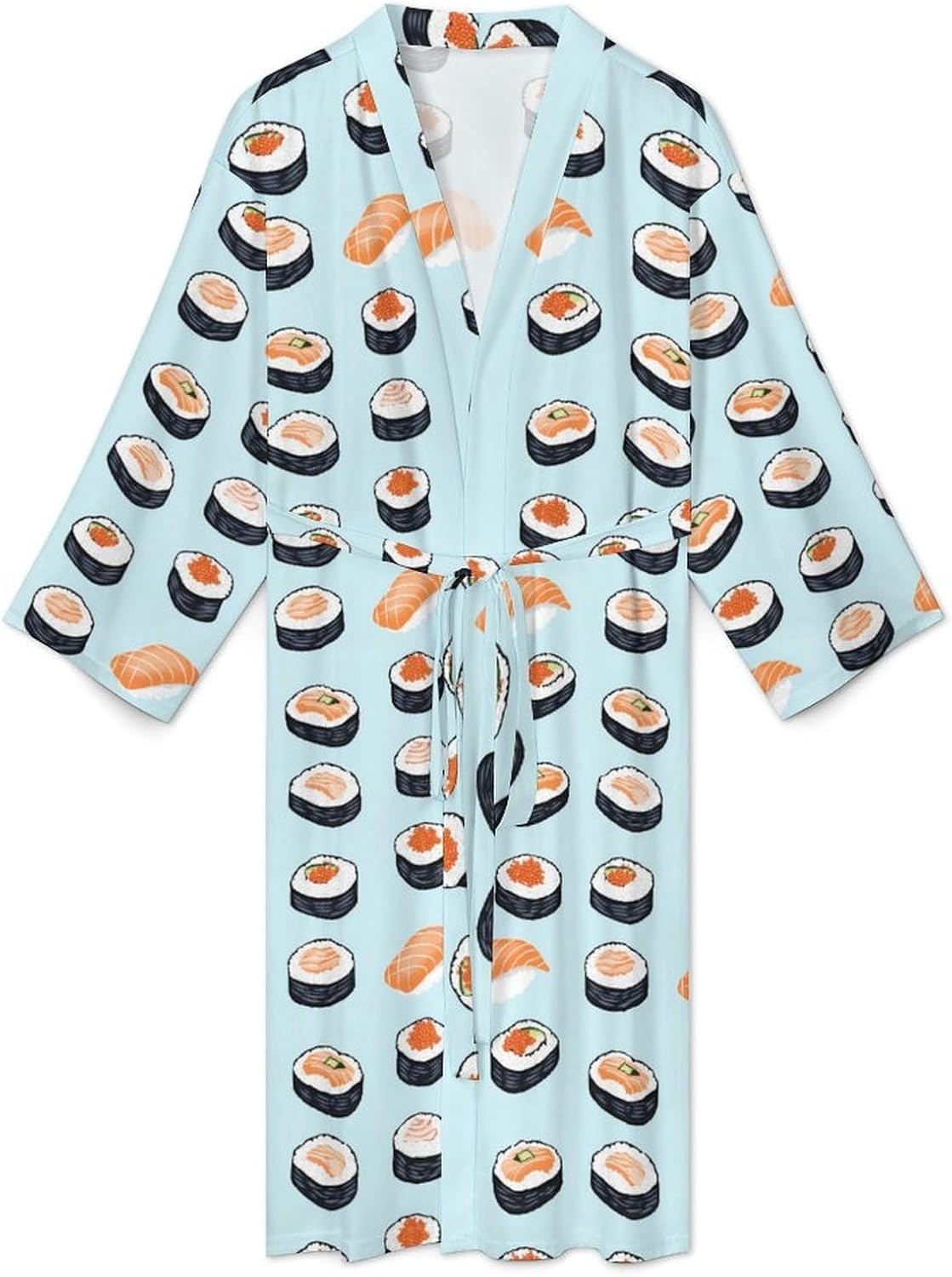 Sushi1 Japanese Food Mens Robe Long Bathrobe for Women Bath Robes Lightweight Soft Printed Sleepwear