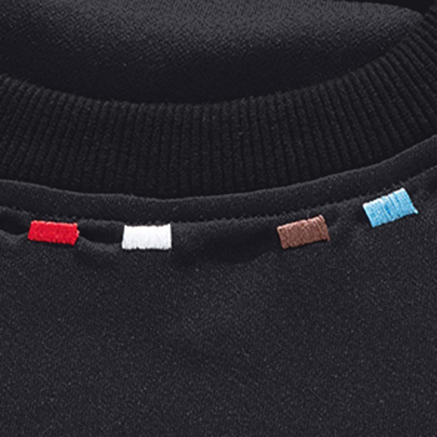 Mens Crewneck Sweatshirts Casual Long Sleeve Pullover Tops | Unique Embroidered Collar Sweatshirt, Ribbed Cuffs With Colorful Details, Relaxed Fit Pullovers, Streetwear Fashion Pullover