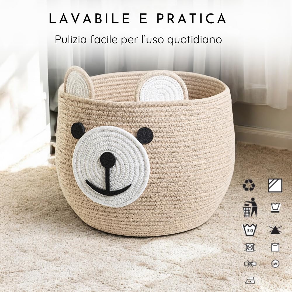 BELMIN Cesta Giochi Bambini Ø35cm – Cesto Portaoggetti Capiente e Stabile, Perfetto come Porta Peluche e Contenitore per la Cameretta