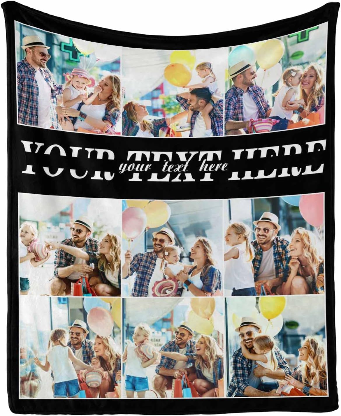 Custom Blanket with Photo Personalized Picture Text Blanket Customized Throw Blanket Personalized Funny Gifts for Valentines,Boyfriend,Dad,Mom,Friends,New Year,Birthday 50 x 60 Inches