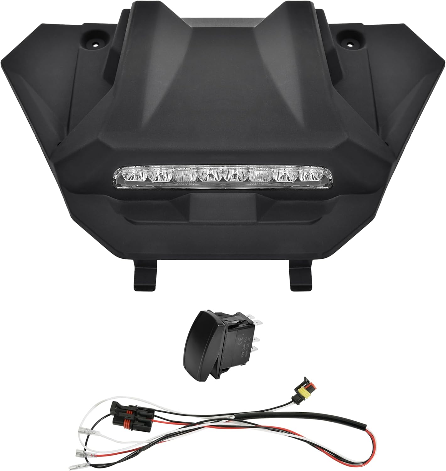 SAUTVS Hood Scoop with LED Spotlight for Polaris RZR PRO XP/PRO R/S 2025+ Accessories, Sport Front Hood Scoop with LED Auxiliary Light Accent Lamp Kit