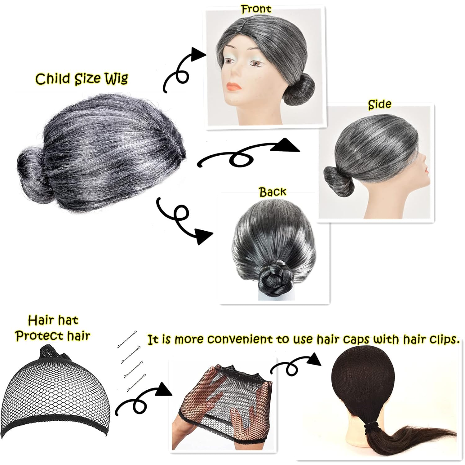 Old Lady Costume Accessories for Kids, Old Lady Wig Wrinkle Tattoos 15 Pcs Set : Clothing, Shoes & Jewelry