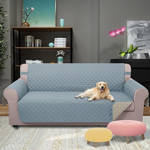 Miniatura 2 de U-NICE HOME Funda para sofá de 3 plazas, reversible, con correas elásticas, resistente al agua, para proteger muebles contra mascotas o perros