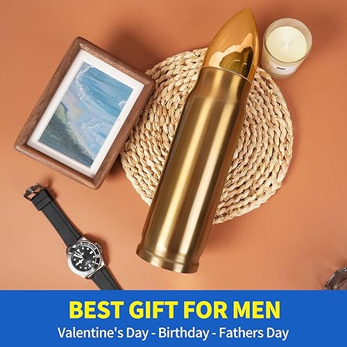 Miniatura 2 de Regalos para hombres, papá, taza de acero inoxidable, termo en forma de bala, termo en forma de bala, regalos de cumpleaños únicos para papá de