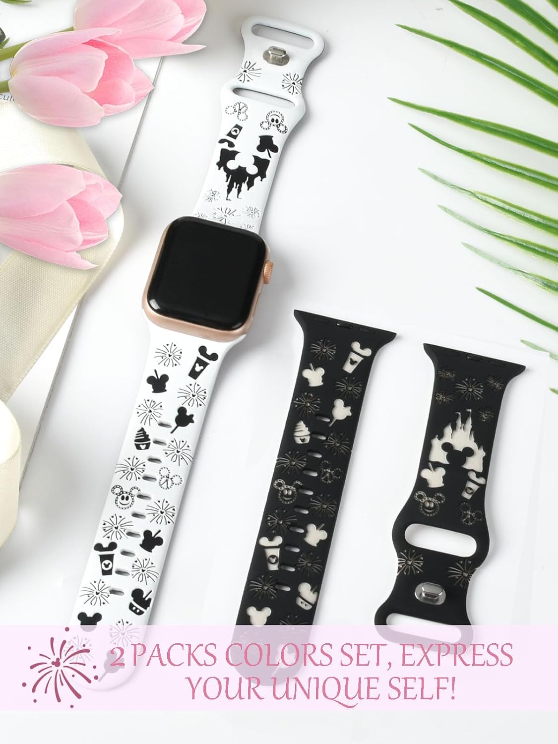 Cartoon Engraved Bands Compatible with Apple Watch Women 38-49mm image 5