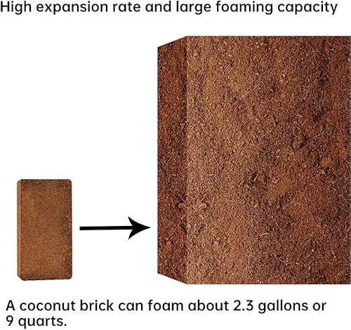Miniatura 4 de Ladrillo de coco de 1.4 libras, el bloque de coco se expande 2.3 galones / 9 cuartos de galón de tierra orgánica para macetas, turba para todas las