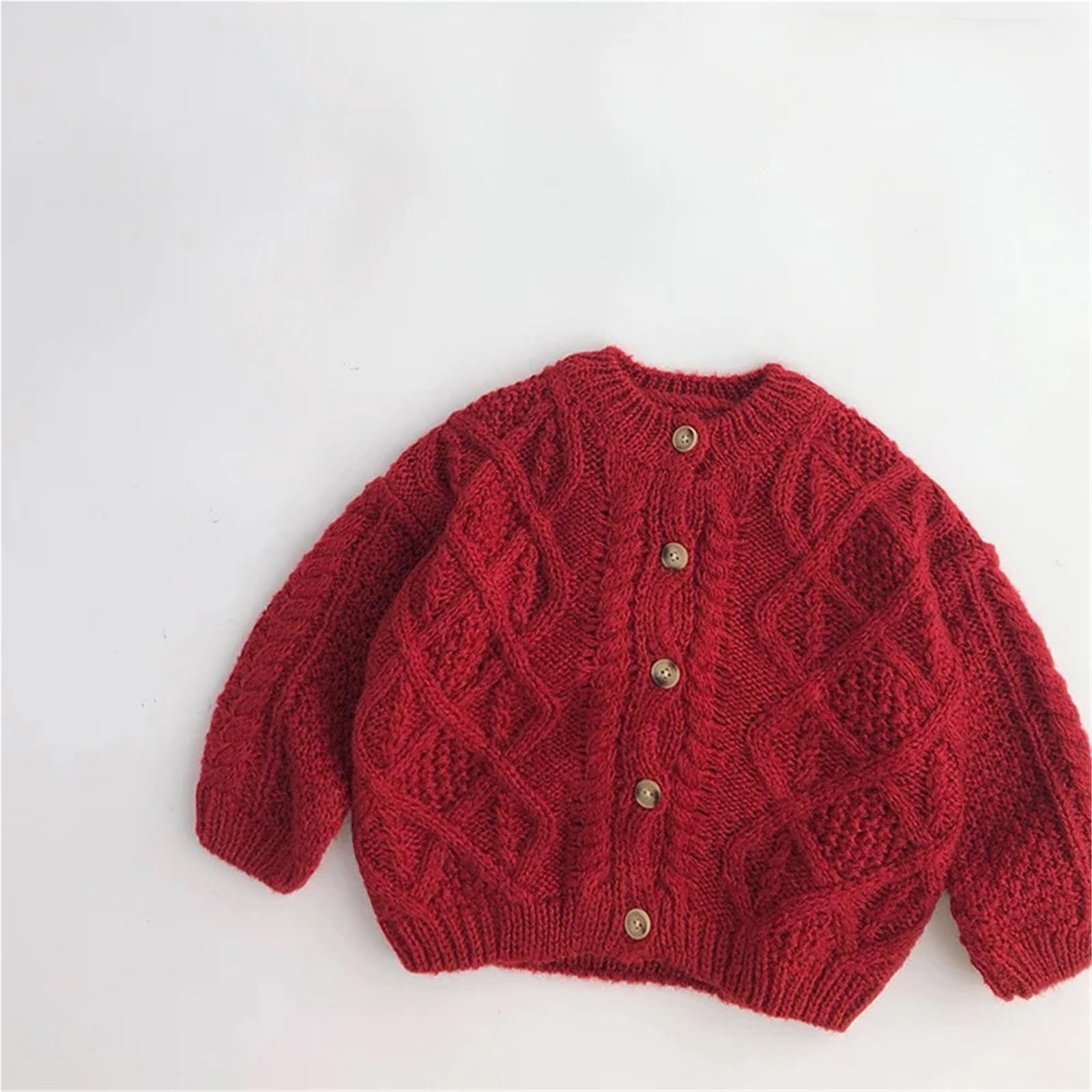 Suéter de Punto de otoño for niñas pequeñas, cárdigans Rojos navideños for bebés, Chaqueta de Punto Gruesa, Top Informal con Cuello Redondo