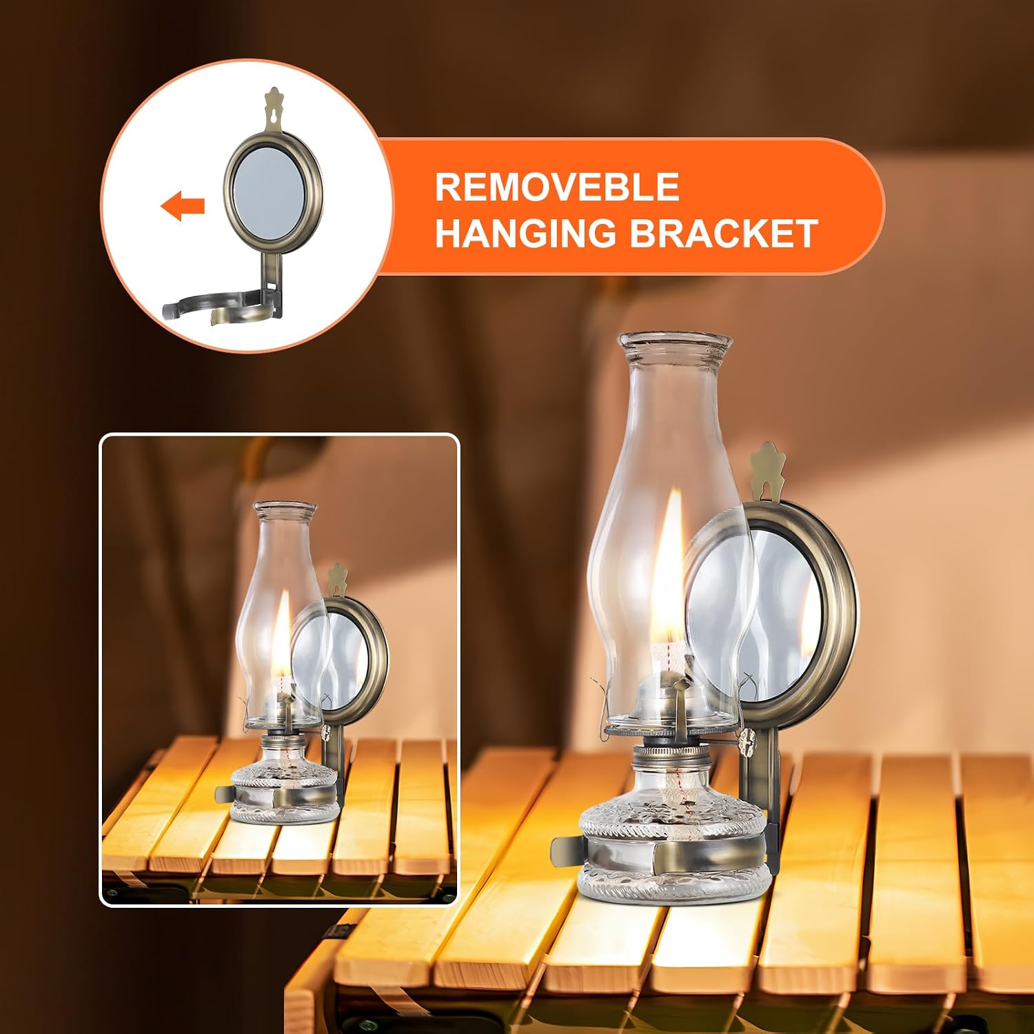 2 Pcs Large Oil Lamps Vintage Glass Kerosene Lantern Antique Wall Mounted Oil Lamps for Indoor Use Home Decor Rustic Hurricane Lamp for Emergency Lighting with 3/4" Wick Oil Lantern H12.6in
