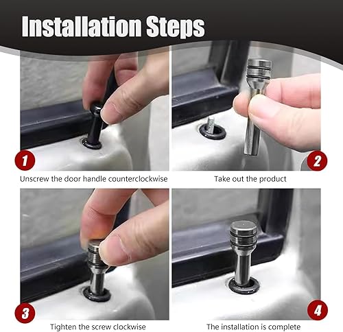 Miniatura 6 de 4 pomos de bloqueo de puerta de modificación de automóvil, 0.4 pulgadas x 1.9 pulgadas, accesorios de pernos de elevación de puerta de vehículo de