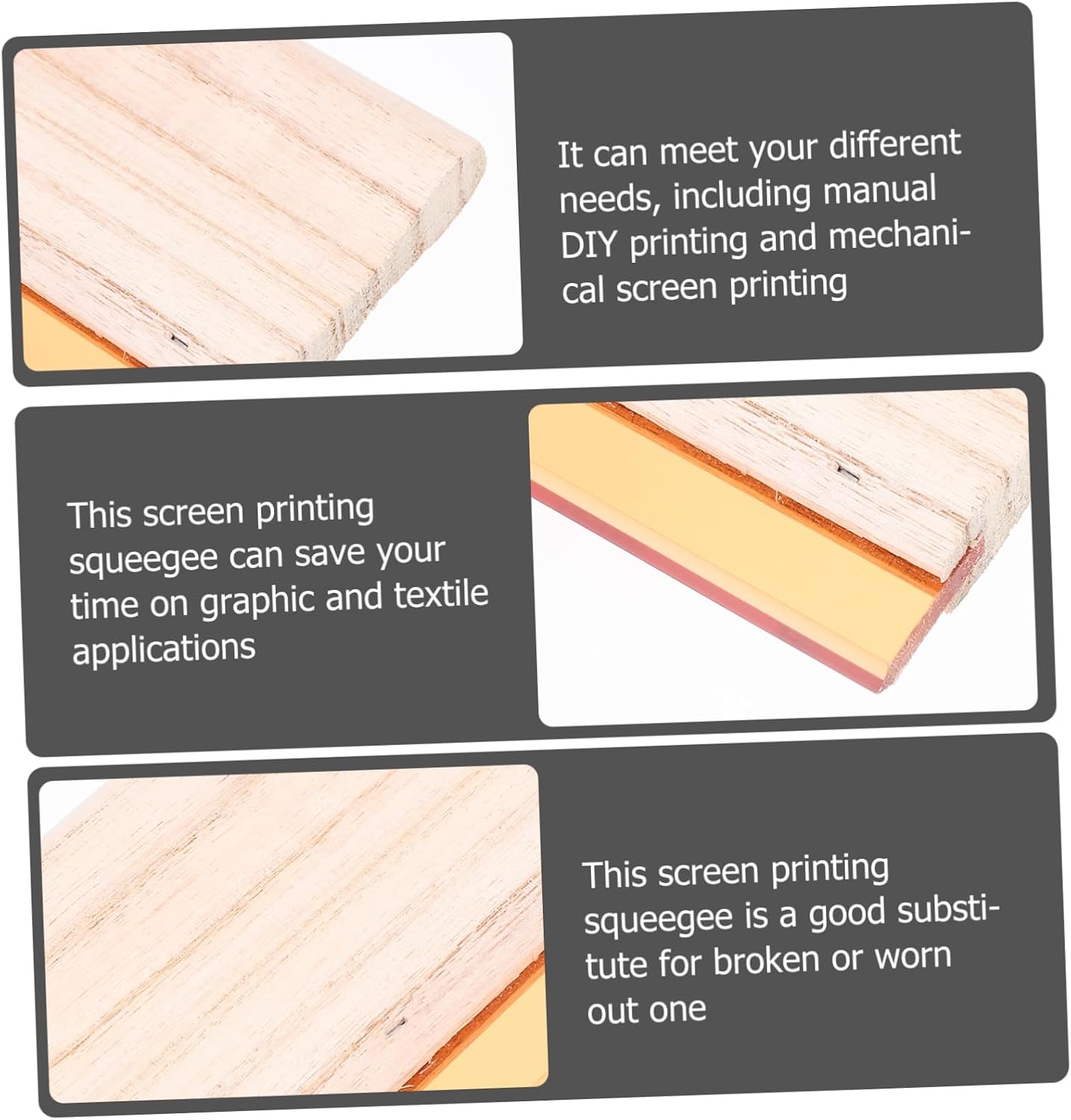 Uonlytech Screen Printing Squeegee Wooden Ink Scraper for Mechanical Printing Tool for Consistent Ink Distribution