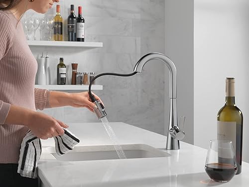 Miniatura 2 de Delta Faucet Monrovia - Grifo de barra de níquel cepillado, grifo de fregadero de barra de un solo agujero, grifos de barra húmeda con rociador