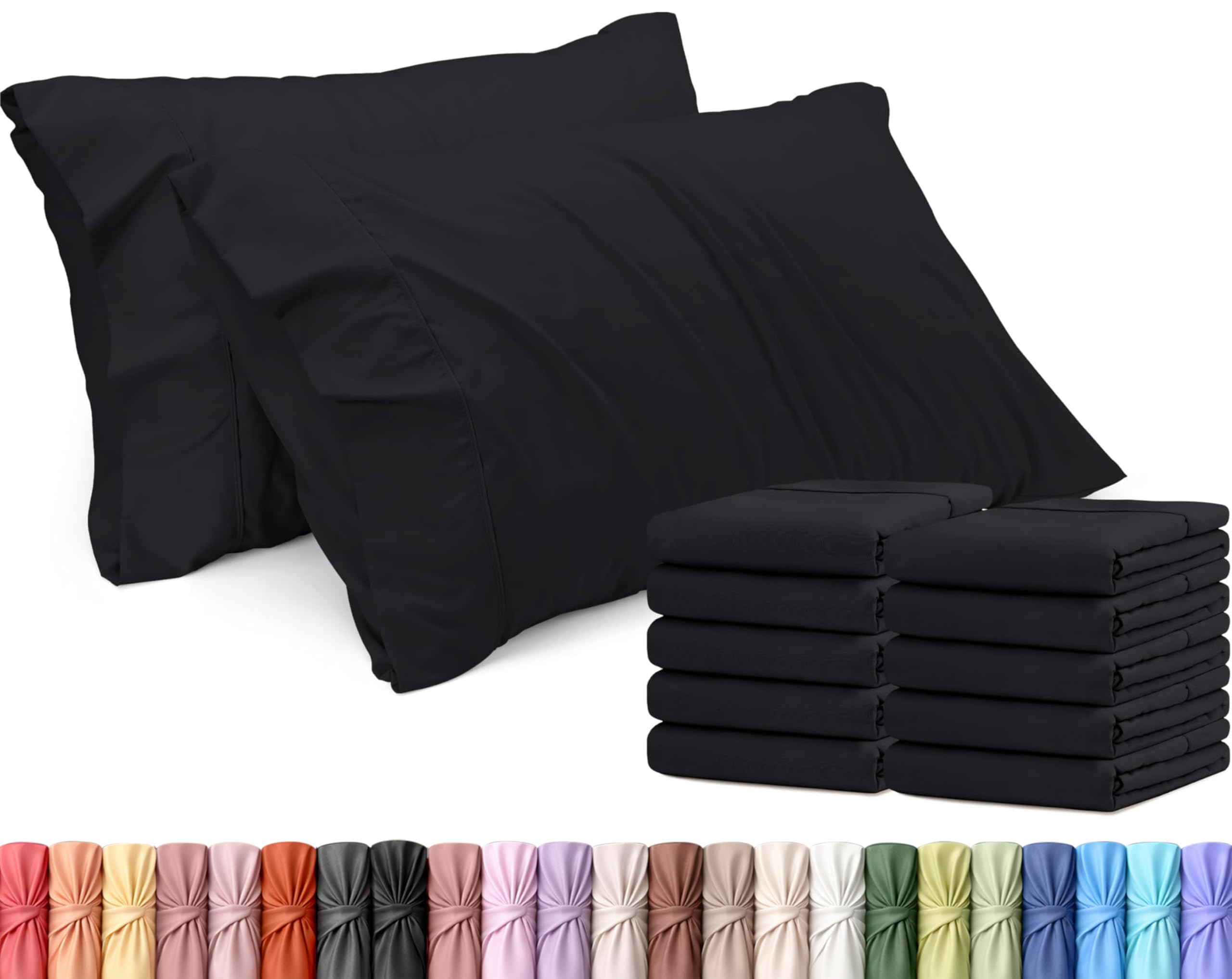 Utopia Bedding Queen Pillow Cases - Pack of 12 - Envelope Closure - Soft Brushed Microfiber Fabric - Shrinkage and Fade Resistant Pillow Covers Queen Size 20 X 30 Inches (Black) — image 1