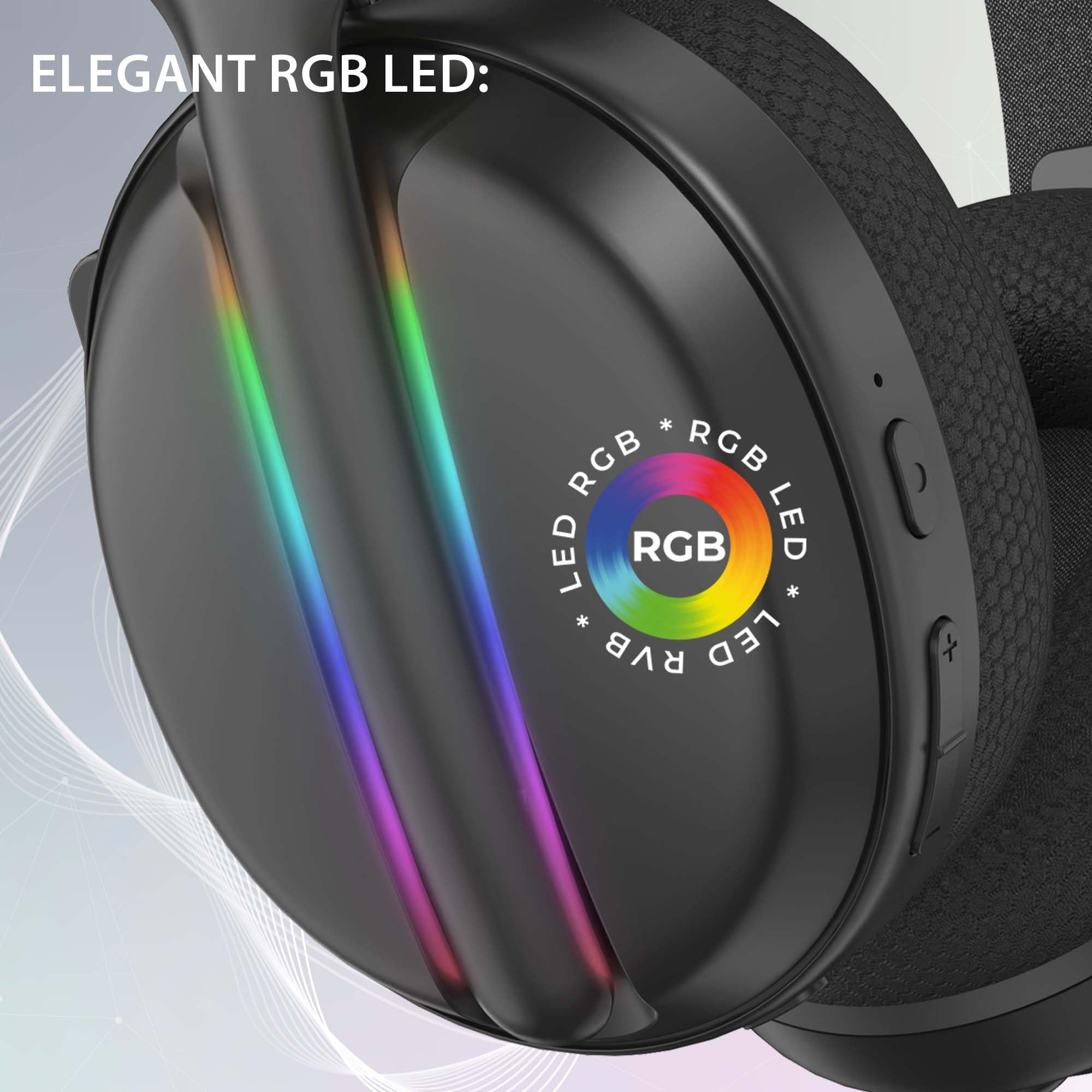 Subsonic - Auriculares Inalámbricos para Juegos Vektra para Playsation, PC, Xbox y Switch - Auriculares con LED y Altavoces 7.1, Micrófono Retráctil, Control de Volumen y botón de Silencio - Negro