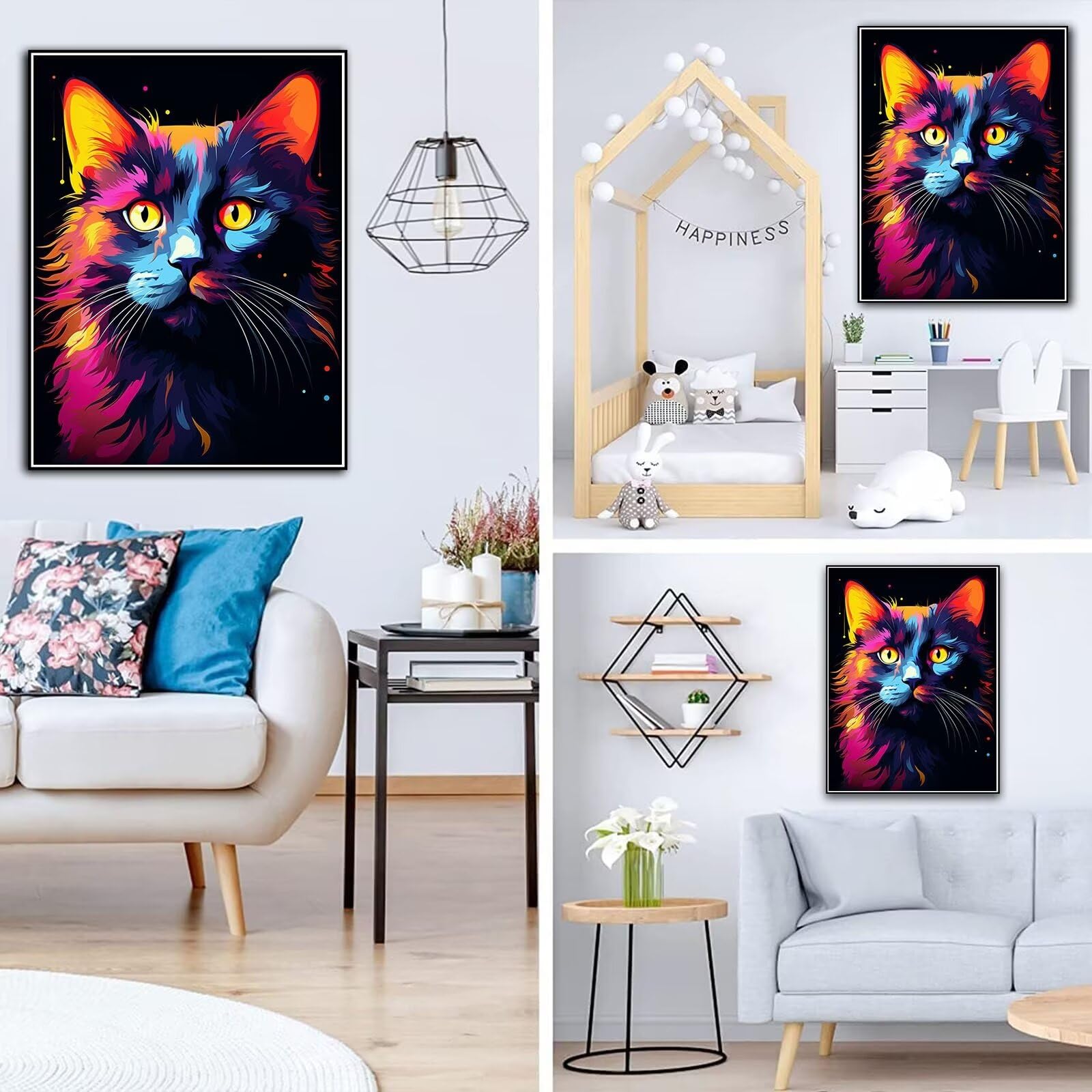 Kit per dipingere con i numeri Papaveri rossi, per adulti, con fiori di gatto nero, per dipingere da parete, facile per principianti, kit per hobby artistici, regalo di compleanno per amica e