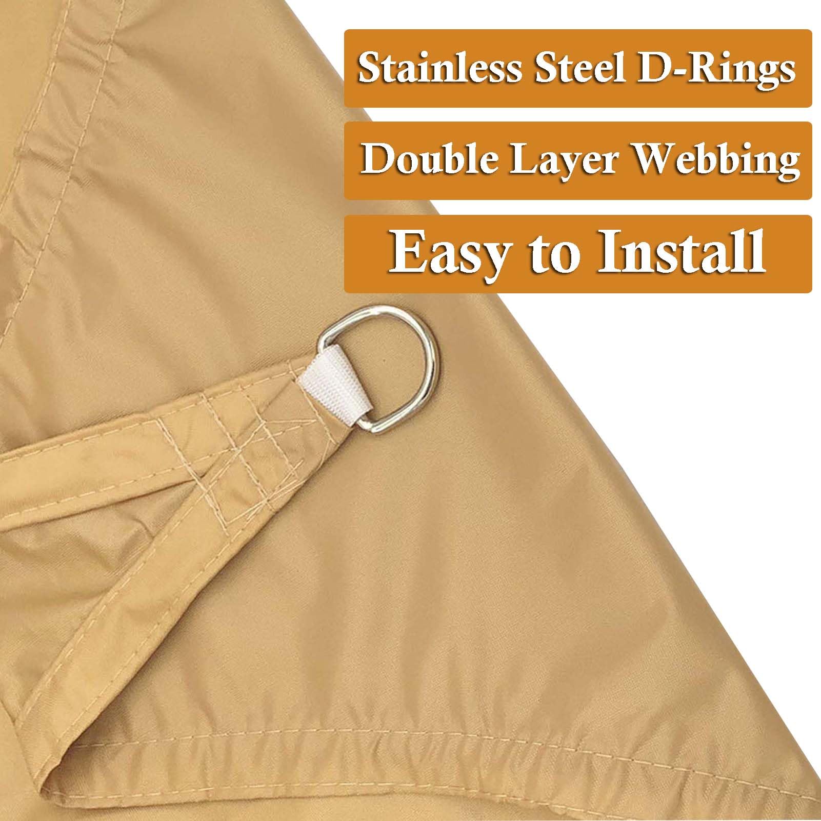 Wodoodporny trójkątny żagiel przeciwsłoneczny, 0,9 x 0,9 x 0,9 m – 95% blokująca promienie UV, do ogrodu, zadaszenia, balkonu, pergoli i kempingu, biała osłona przeciwsłoneczna